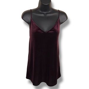 Size 6 Halogen Burgundy Red Velour Tank Y2K Style Stretch Goth Sleeveless Vneck